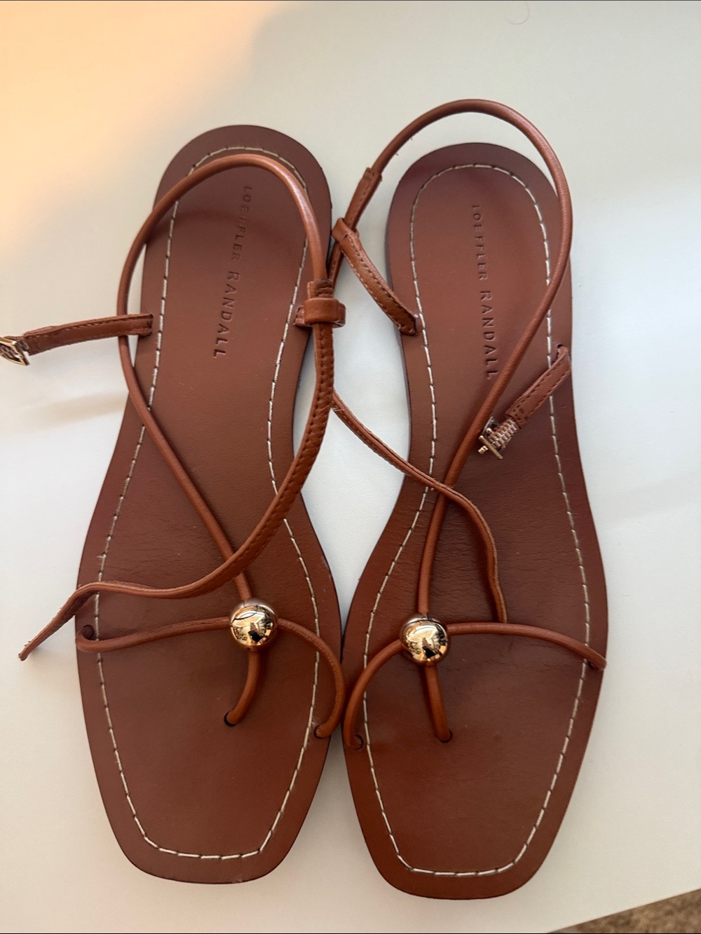 Loeffler Randall Lara Brown Leather Strappy Toe-Ring Sandals